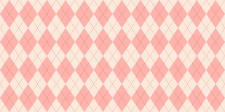 Circus carnival pink and beige vintage seamless pattern. Soft harlequin rhombus background. Wrapping texture backdrop with diamond shape pattern. Tablecloth fabric. Vector illustration