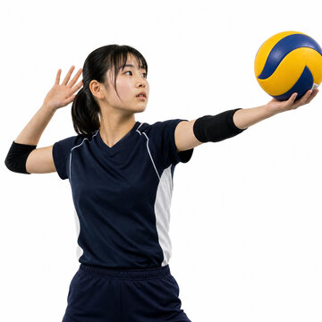 サーブを打とうとしているバレーボール選手　日本人アスリート