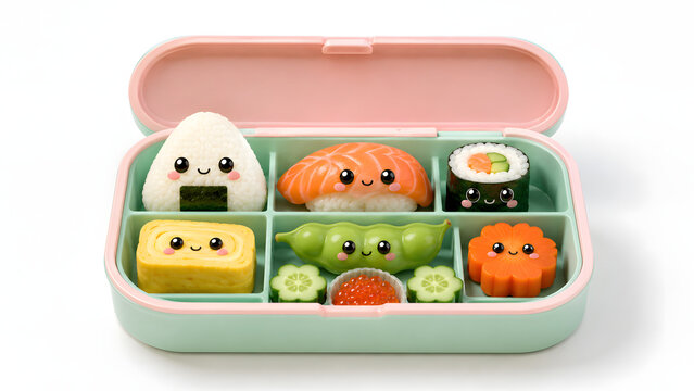 Colorful Japanese Bento Lunch with Cute Characters