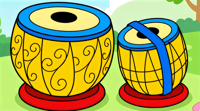 Colorful Indian tabla drums set illustration illustration