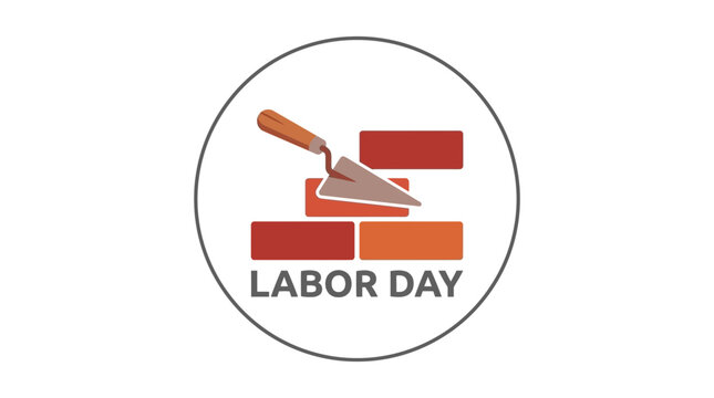 Labor Day logo with trowel and bricks.