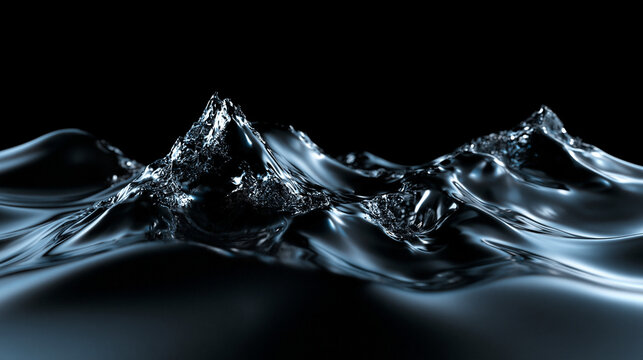 Abstract Dark Liquid Wave Resembling Mountain Range