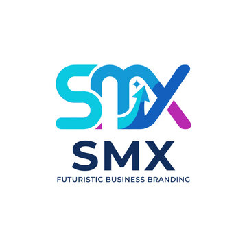 Modern SMX Lettermark Logo with Growth Arrow Design