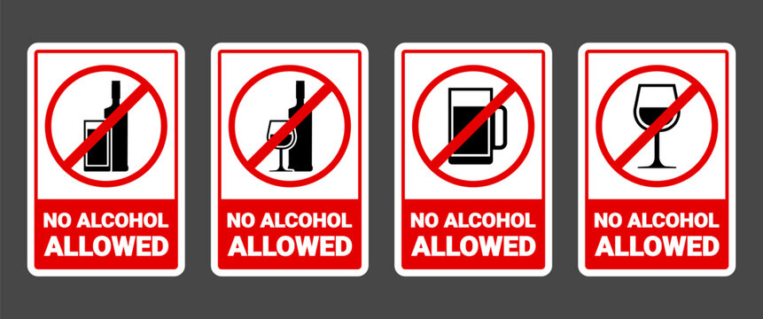 No Alcohol Allowed Sign Sticker Set Drinking Prohibition