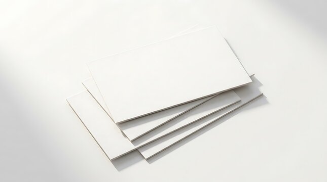 Blank white business cards stacked neatly on a bright clean surface