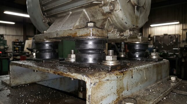 Industrial Electric Motor Mounted on Rubber Vibration Isolators