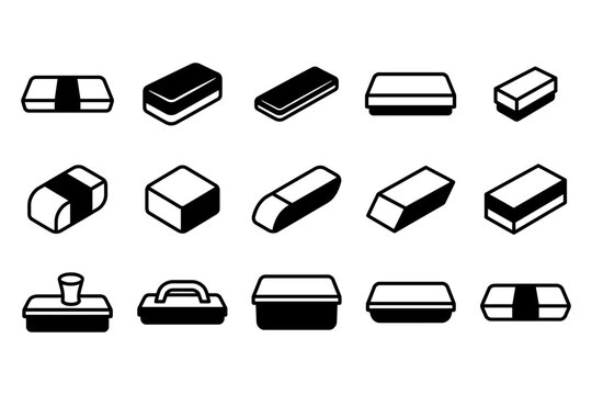 A comprehensive teacher's bundle featuring a collection of various black and white chalkboard eraser icons and vector illustrations