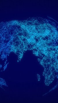 Animation of blue globe over blue background