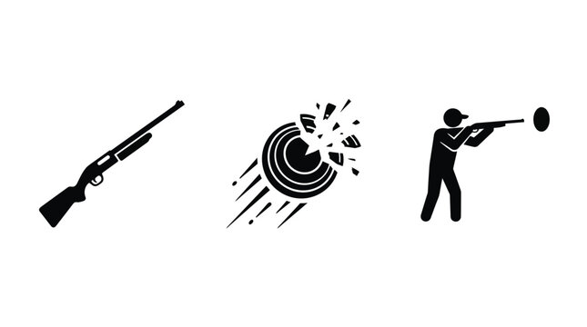 Clay target shooting icons showing shotgun