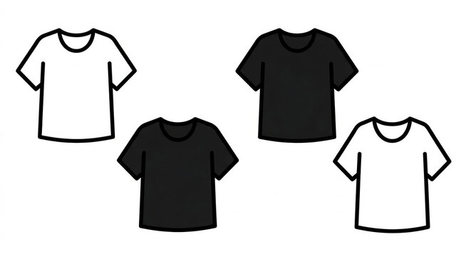 Ikon kaos hitam dan putih untuk template desain pakaian
