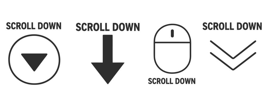 Scroll Down Icon Set Showing User Interface Navigation Symbols