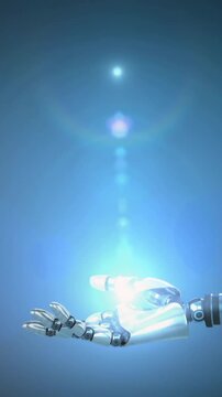 Animation of glowing light over robot's arm on dark background