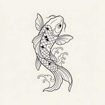 Minimalist koi tattoo design