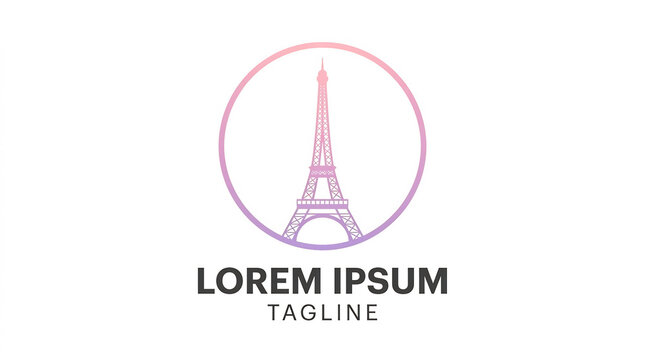 Landmark tower logo template with gradient circle and generic text