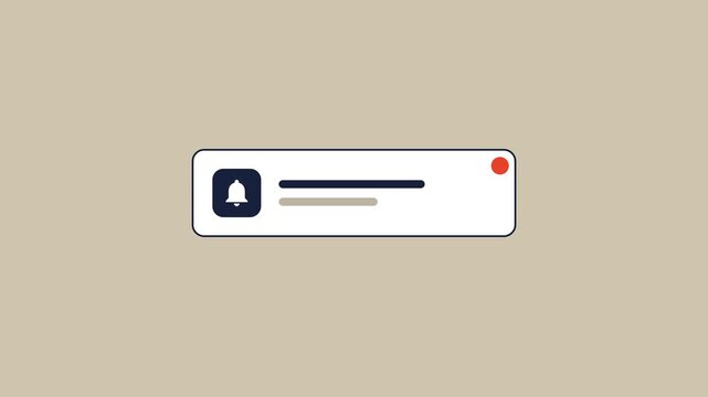 Textless Notification Card Popup with Bell Icon and Unread Red Dot on Warm Beige Flat Background 4K UHD Horizontal