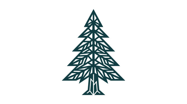 Minimalist geometric pine tree icon illustration.