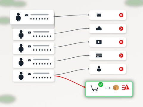 Credential stuffing attack leading to customer account takeover and fraudulent online purchase