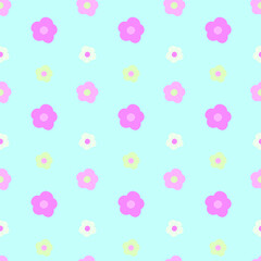 Pastel flowers scattered across a light blue background with soft lighting © SA Graphic Desing