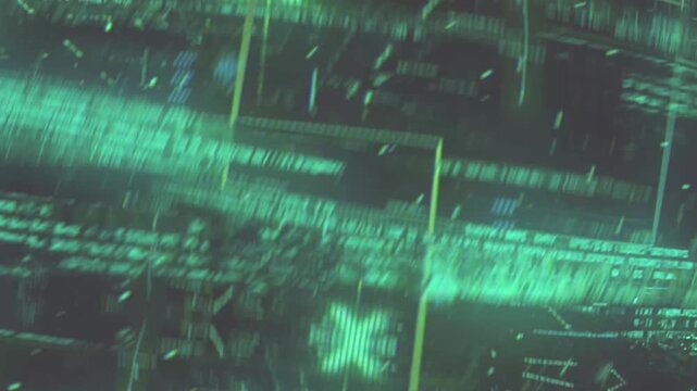 Dynamic colorful glitch transition with digital distortion, RGB split and vibrant color noise. Perfect overlay for modern video editing and intros.