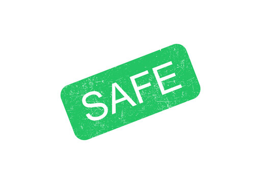 Green safe stamp with distressed texture and word safe