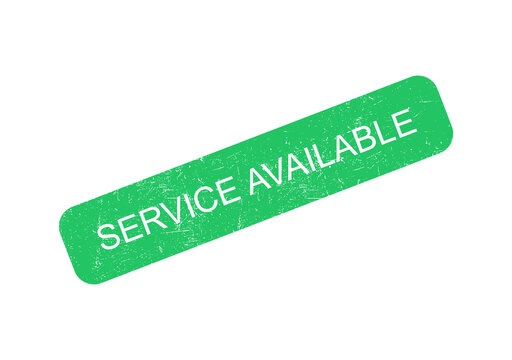 Green service available badge with white text in modern flat design style