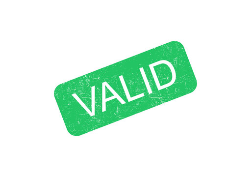 Green valid stamp badge with white text on transparent background