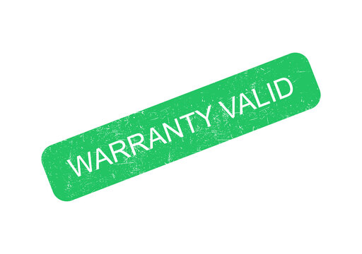 Green warranty valid badge with white text