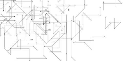Obraz premium Thin line circuit blueprint background. Diagonal technical schematic lines and nodes on white. Vector illustration