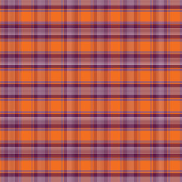 Orange and Purple Plaid Seamless Pattern Tartan Fabric Background
