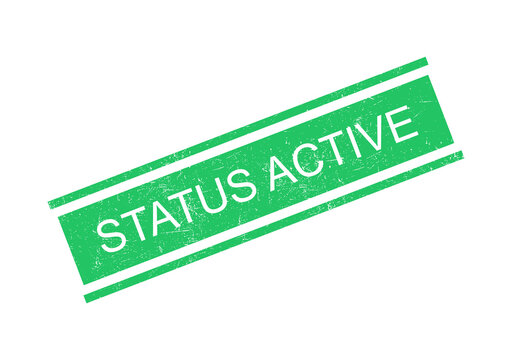 Green active status stamp with bold white text