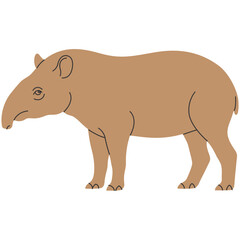 Obraz premium Brown tapir flat illustration