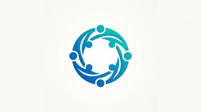 Abstract People Community Logo Design, Teamwork and Connection Concept, Minimalist Circular Human Figures Symbol for Corporate Identity
