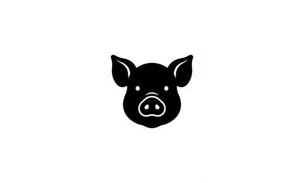 Untitled design - 1Pig Head Black Silhouette Farm Animal Vector Icon