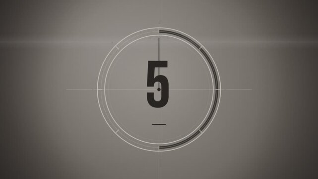 Old Film Leader Countdown 10 Seconds Radial Dial Sweeping Needle VHS Glitch Retro Loop Motion Graphic