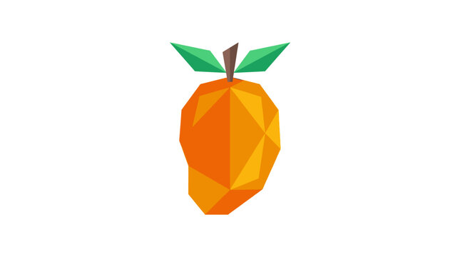 Low poly geometric style mango illustration.