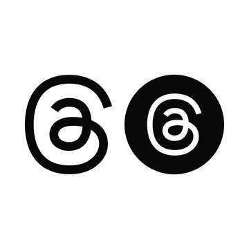 Set of two black Threads social media icons, featuring the recognizable Threads logo in solid and circular variations on a white background.