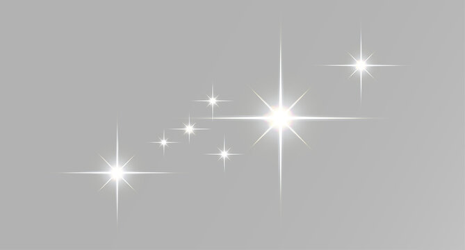 Simple cluster of glowing sparkles and bright flare stars for luxury celebration effects