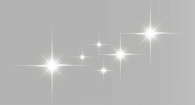 Simple cluster of glowing sparkles and bright flare stars for luxury celebration effects