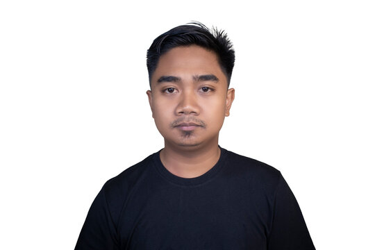 Young man with short dark hair and neutral expression