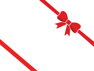Obraz premium Festive red ribbon with tied bow on the top right corner over white space, ideal for gift box packaging designs, holiday sale announcements, Christmas invitations, and birthday greeting card frames.