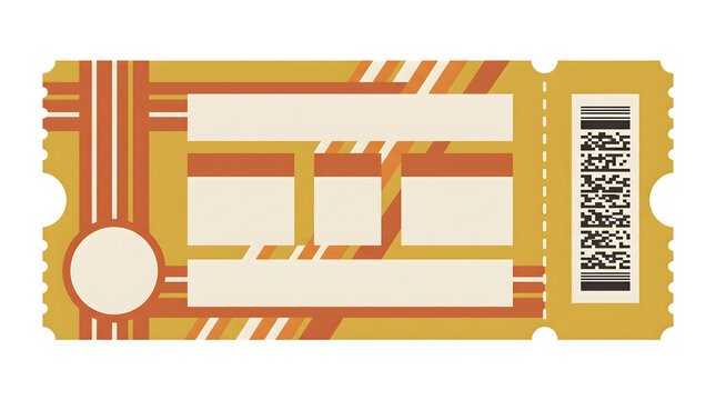Vintage style retro ticket stub with barcode design isolated on transparent background