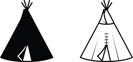 Two Teepees with Minimalist Design and Flat Vector Style © Hridoy