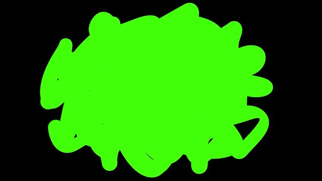 hand drawn solid scribble brush stroke on black background animation