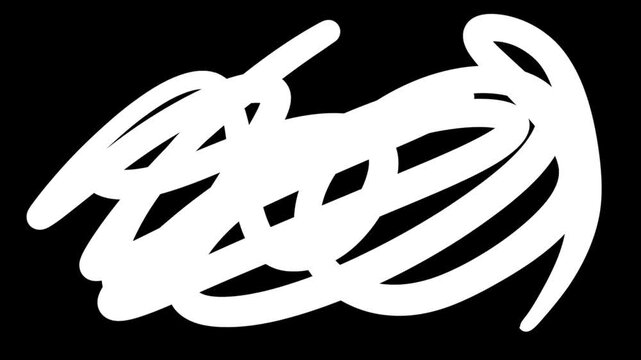 hand drawn dense scribble brush stroke on black background animation