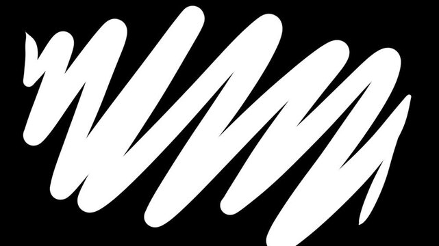 hand drawn broad scribble brush stroke on black background animation