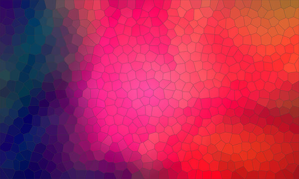 Geometric mosaic pattern displays a vibrant gradient of pink red and orange hues