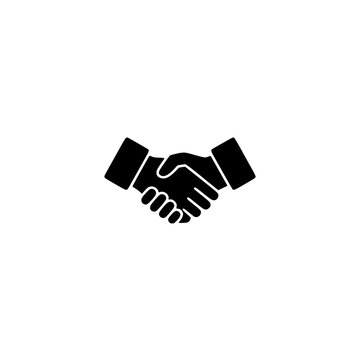 Business handshake icon. Solid black glyph of a partnership deal agreement and cooperation.