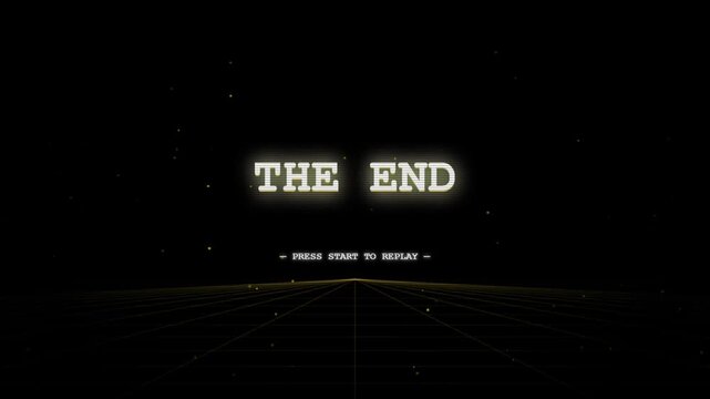 Black screen with glowing 'The End' text and subtle light flares during fade out