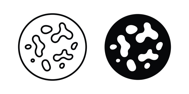 Microorganism icon UI vector featuring microbial symbols for microbiology, laboratory research, healthcare, science, and digital interfaces