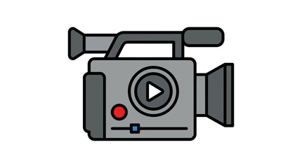 Fototapeta premium Grey digital camcorder icon with recording status and play icon.
